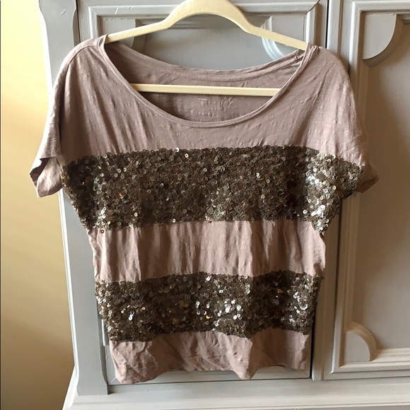 Loft | Brown Sequin Shirt (Size S) - Picture 1 of 2